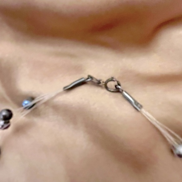 7 Strand freshwater pearl choker, peacock grey - Picture 5 of 5